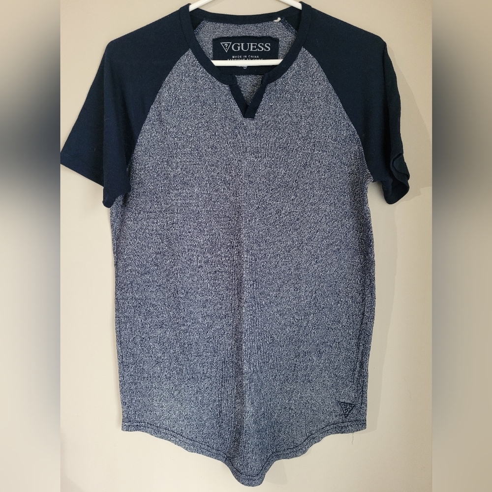 Mens GUESS Navy and Gray Shirt (small)